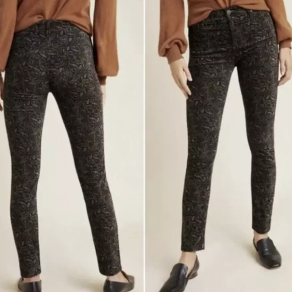 ANTHROPOLOGIE AG Velvet Paisley Print High Rise Stevie Ankle Pants 26R - Picture 2 of 4